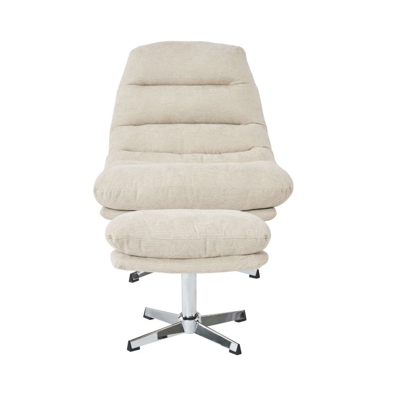 Fauteuil rotatif THEMIS 1 place + repose-pieds tissu blanc