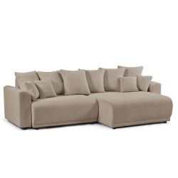 Canapé d'angle convertible et réversible SOLINE 4 places tissu taupe