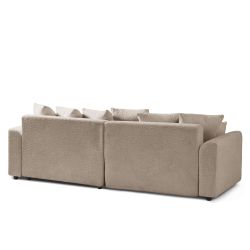 Canapé d'angle convertible et réversible SOLINE 4 places tissu taupe