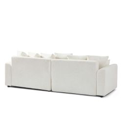 Canapé d'angle convertible et réversible SOLINE 4 places tissu beige