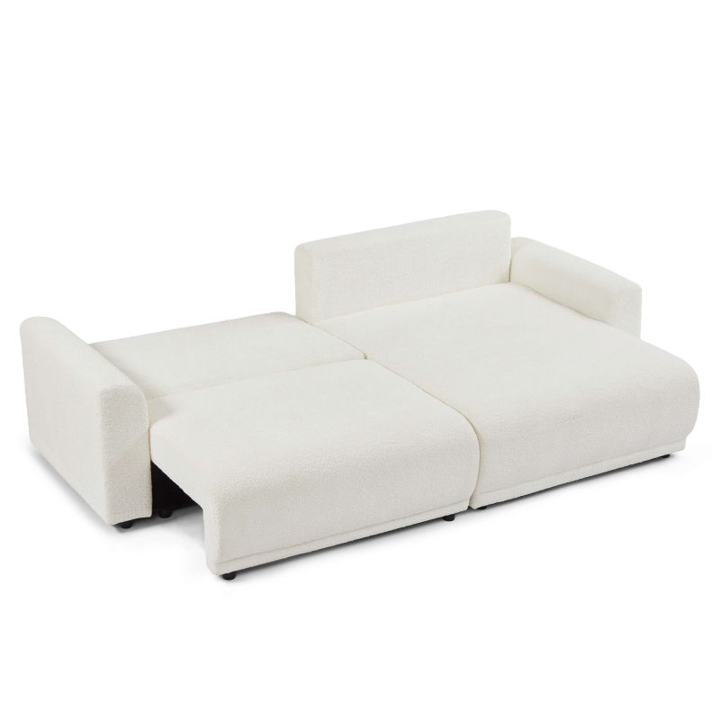 Canapé d'angle convertible et réversible SOLINE 4 places tissu beige