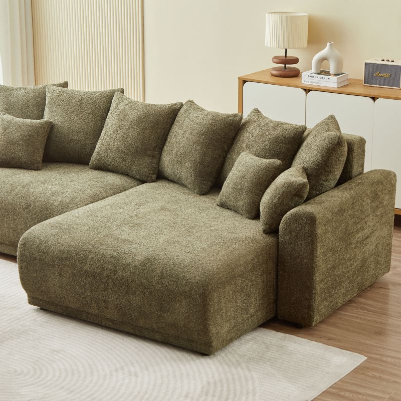 Canapé d'angle convertible et réversible SOLINE 4 places tissu vert