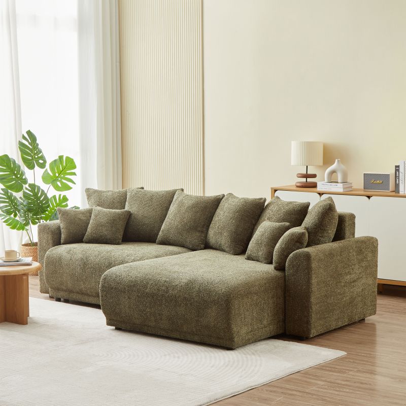 Canapé d'angle convertible et réversible SOLINE 4 places tissu vert