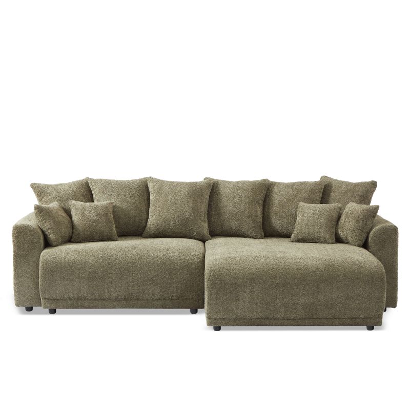 Canapé d'angle convertible et réversible SOLINE 4 places tissu vert