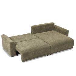 Canapé d'angle convertible et réversible SOLINE 4 places tissu vert