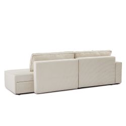 Canapé d'angle gauche ouvert convertible ZOLA 4 places velours cotelé beige