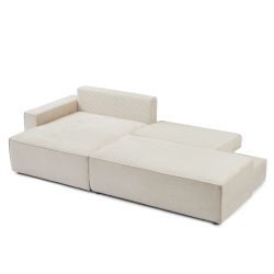 Canapé d'angle gauche ouvert convertible ZOLA 4 places velours cotelé beige