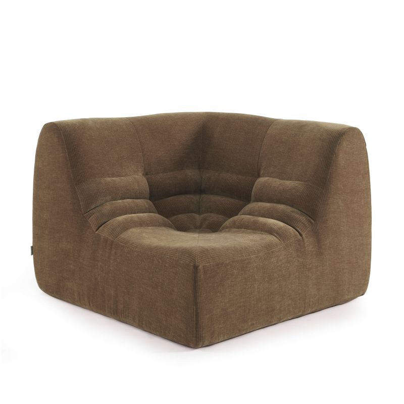 Chauffeuse d'angle JANIS modulable 1 place velours marron