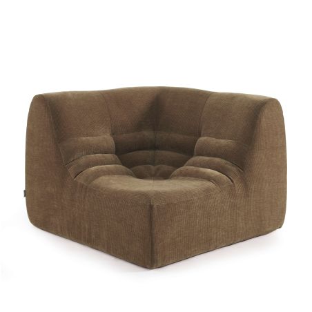 Chauffeuse d'angle JANIS modulable 1 place velours marron