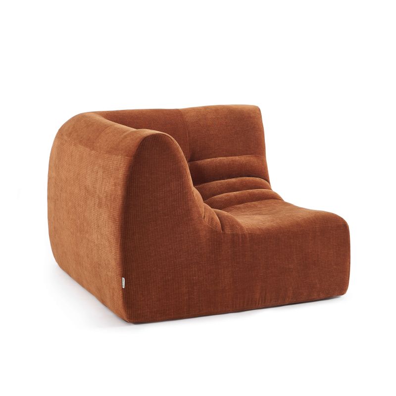 Chauffeuse d'angle JANIS modulable 1 place velours terracotta