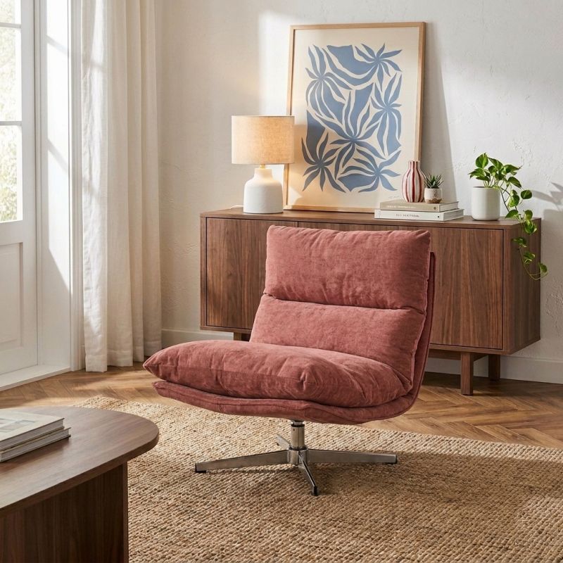 Fauteuil rotatif HYGEA 1 place tissu terracotta