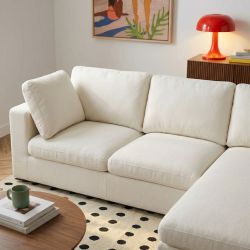 Canapé d'angle modulable MIZAR 4 places tissu beige