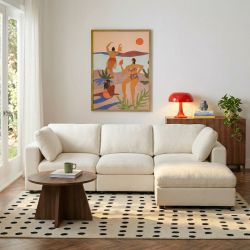 Canapé d'angle modulable MIZAR 4 places tissu beige