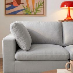 Canapé d'angle modulable MIZAR 4 places tissu gris