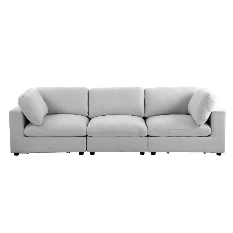 Canapé d'angle modulable MIZAR 4 places tissu gris