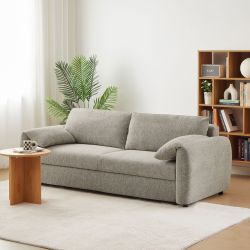 Canapé droit convertible ANGEA 3 places tissu chenille tramé taupe