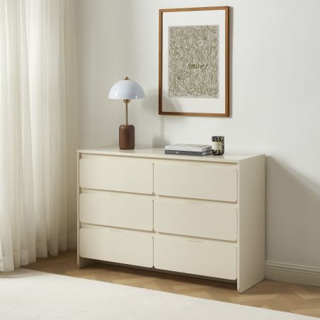 Commode AKKA 6 tiroirs beige 120 cm