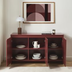 Buffet AKKA 3 portes bordeaux 140 cm