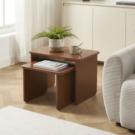 Tables basses gigognes AKKA marron chocolat