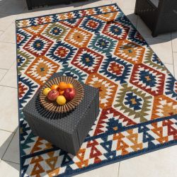 Tapis extérieur TIKI motif aztèque coloré 120x160 cm