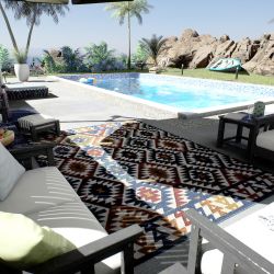 Tapis extérieur TIKI motif aztèque coloré 200x290 cm