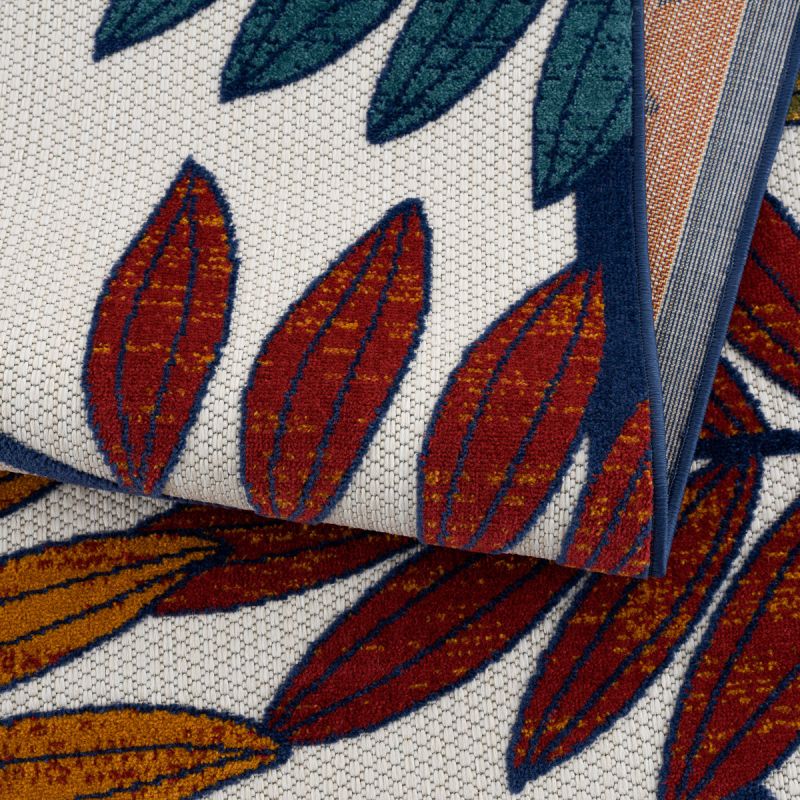 Tapis extérieur OHAA motif feuilles coloré 160x230 cm