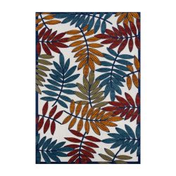 Tapis extérieur OHAA motif feuilles coloré 200x290 cm