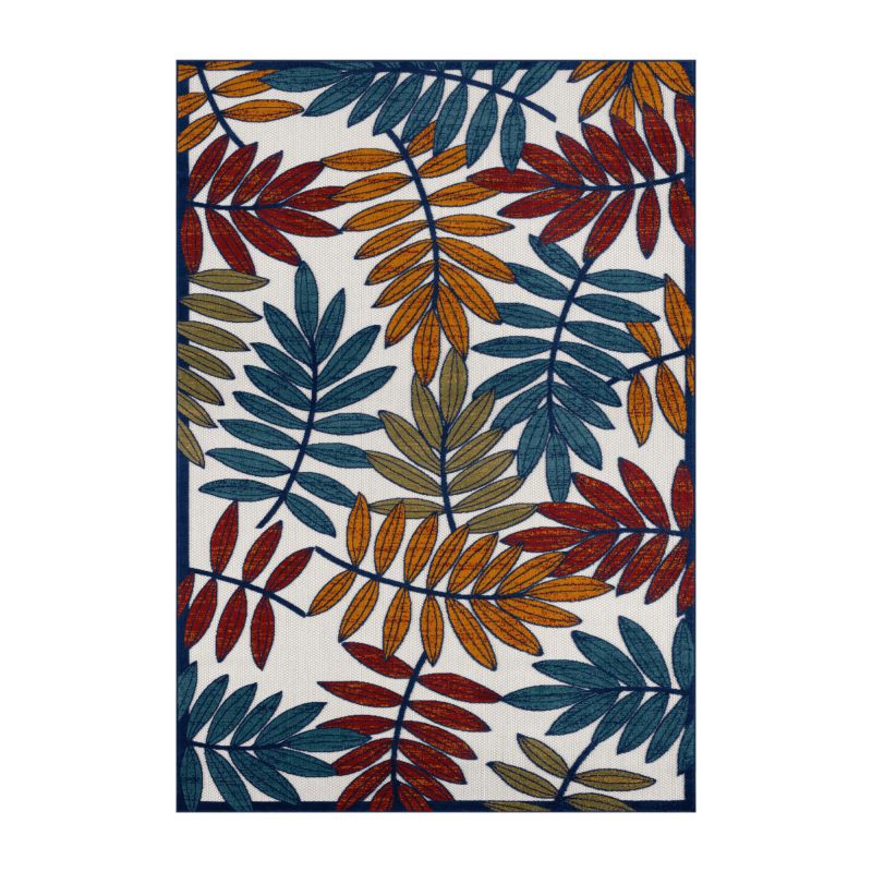 Tapis extérieur OHAA motif feuilles coloré 160x230 cm