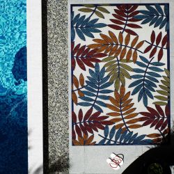 Tapis extérieur OHAA motif feuilles coloré 70x140 cm