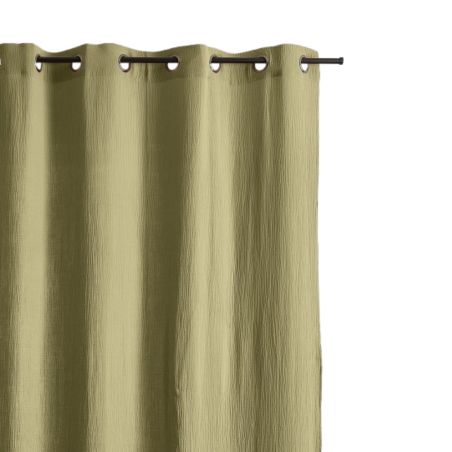 Rideau VISTA gaze de coton vert olive 130x240cm