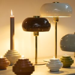 Lampe de table WILL brun foncé brillant et doré Ø22x34 cm