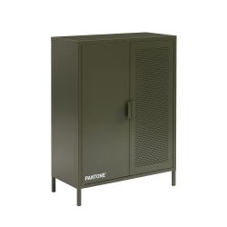 Buffet PANTONE métal vert olive 2 portes 75cm