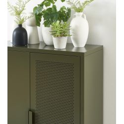 Buffet PANTONE métal vert olive 2 portes 75cm
