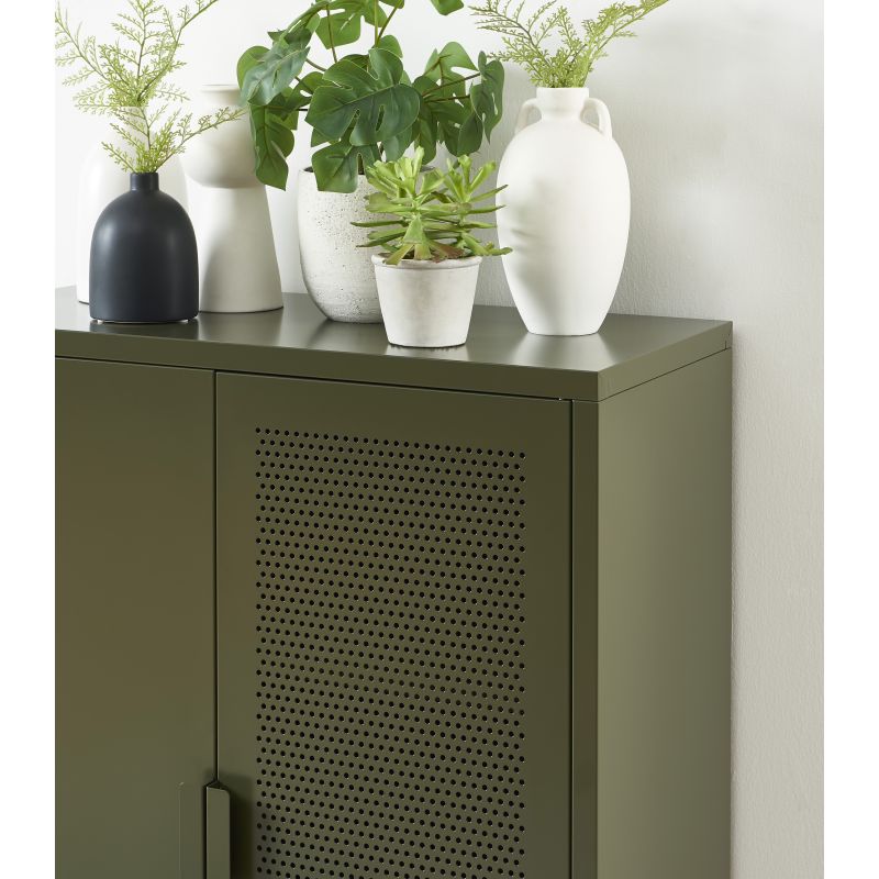 Buffet PANTONE métal vert olive 2 portes 75cm