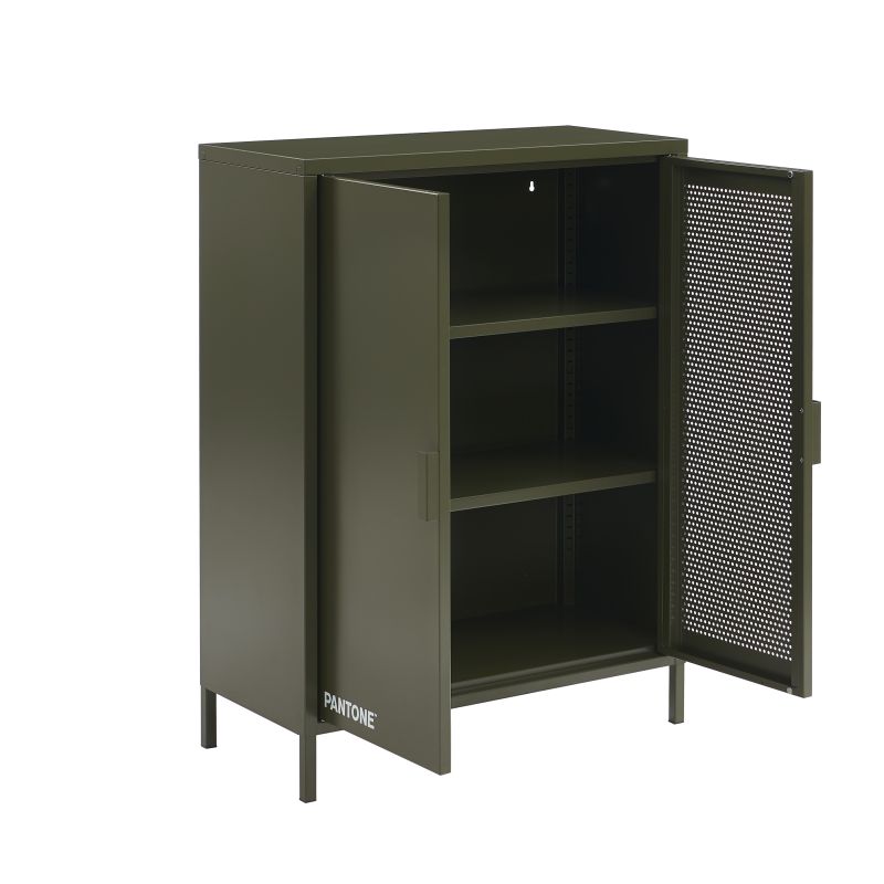 Buffet PANTONE métal vert olive 2 portes 75cm