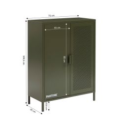 Buffet PANTONE métal vert olive 2 portes 75cm