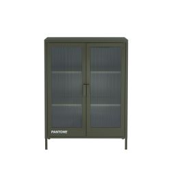 Buffet PANTONE vert olive foncé portes en verre cannelé 75cm