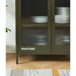 Buffet PANTONE vert olive foncé portes en verre cannelé 75cm