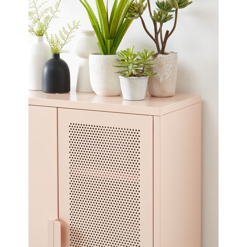 Buffet PANTONE métal rose blush 2 portes 75cm