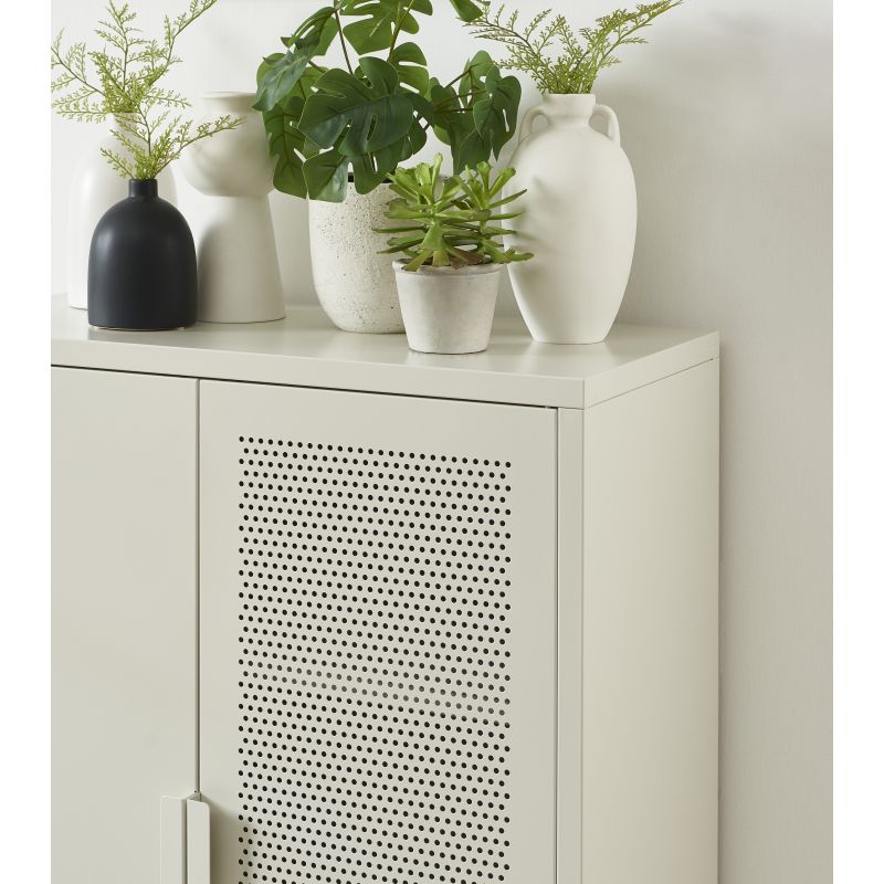 Buffet PANTONE métal beige sable 2 portes 75cm