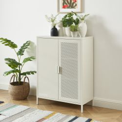 Buffet PANTONE métal beige sable 2 portes 75cm