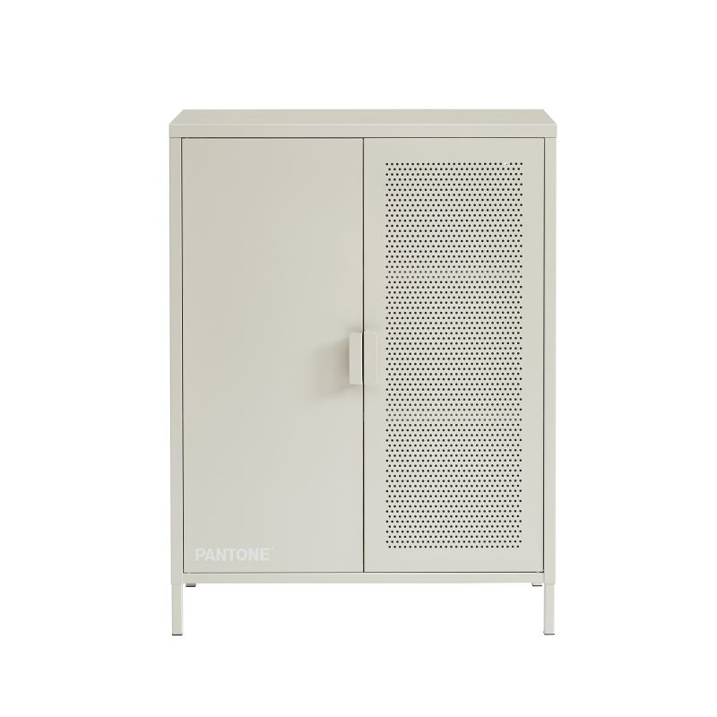 Buffet PANTONE métal beige sable 2 portes 75cm
