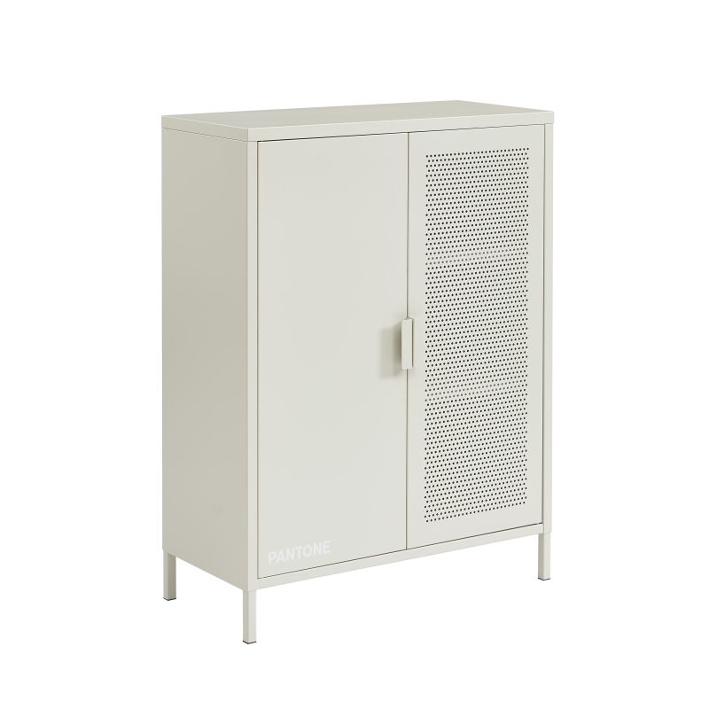 Buffet PANTONE métal beige sable 2 portes 75cm