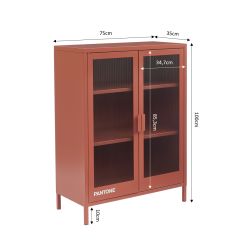 Buffet PANTONE terracotta portes en verre cannelé 75cm