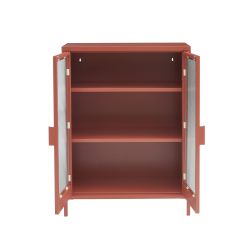 Buffet PANTONE terracotta portes en verre cannelé 75cm