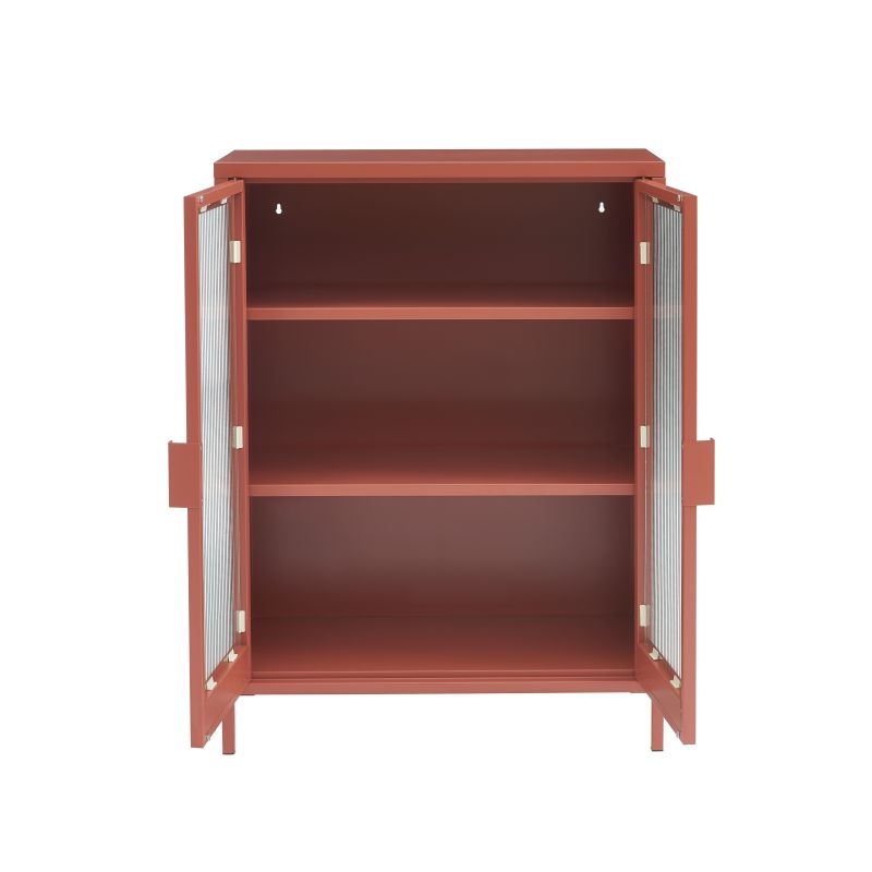 Buffet PANTONE terracotta portes en verre cannelé 75cm