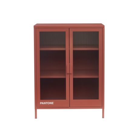 Buffet PANTONE terracotta portes en verre cannelé 75cm