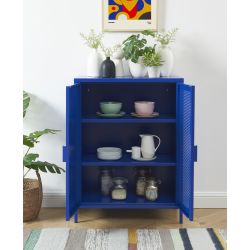 Buffet PANTONE métal bleu électrique 2 portes 75cm
