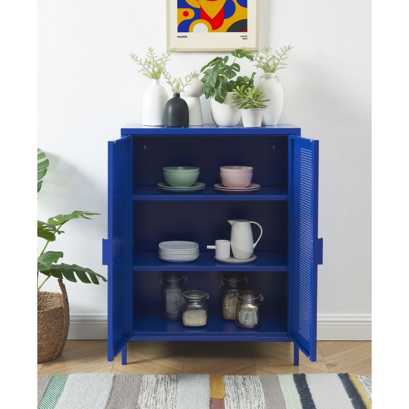 Buffet PANTONE métal bleu électrique 2 portes 75cm