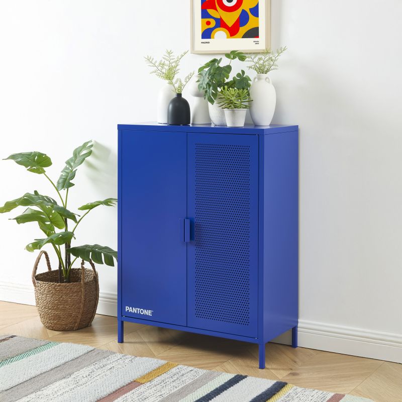 Buffet PANTONE métal bleu électrique 2 portes 75cm